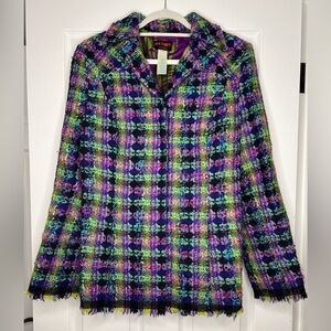 Christian Lacroix Bazar Multicolor Tweed Jacket — Made in France, Size 46